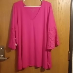 COPY - 𝅺Jessica London long sleeve pink top 2x. A-24